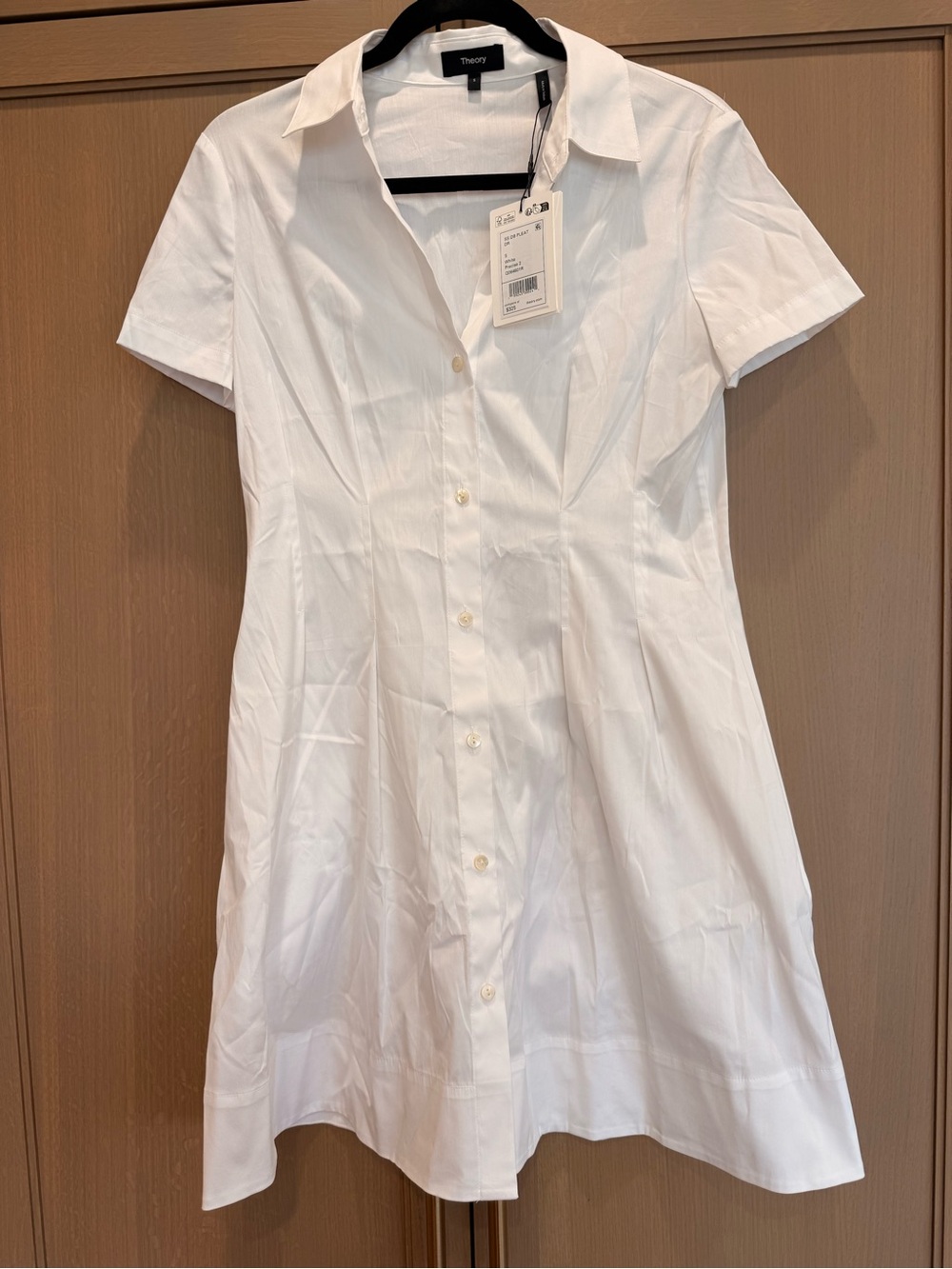 NWT Theory White Short-Sleeve Button-Front Mini Dress ($325 retail)